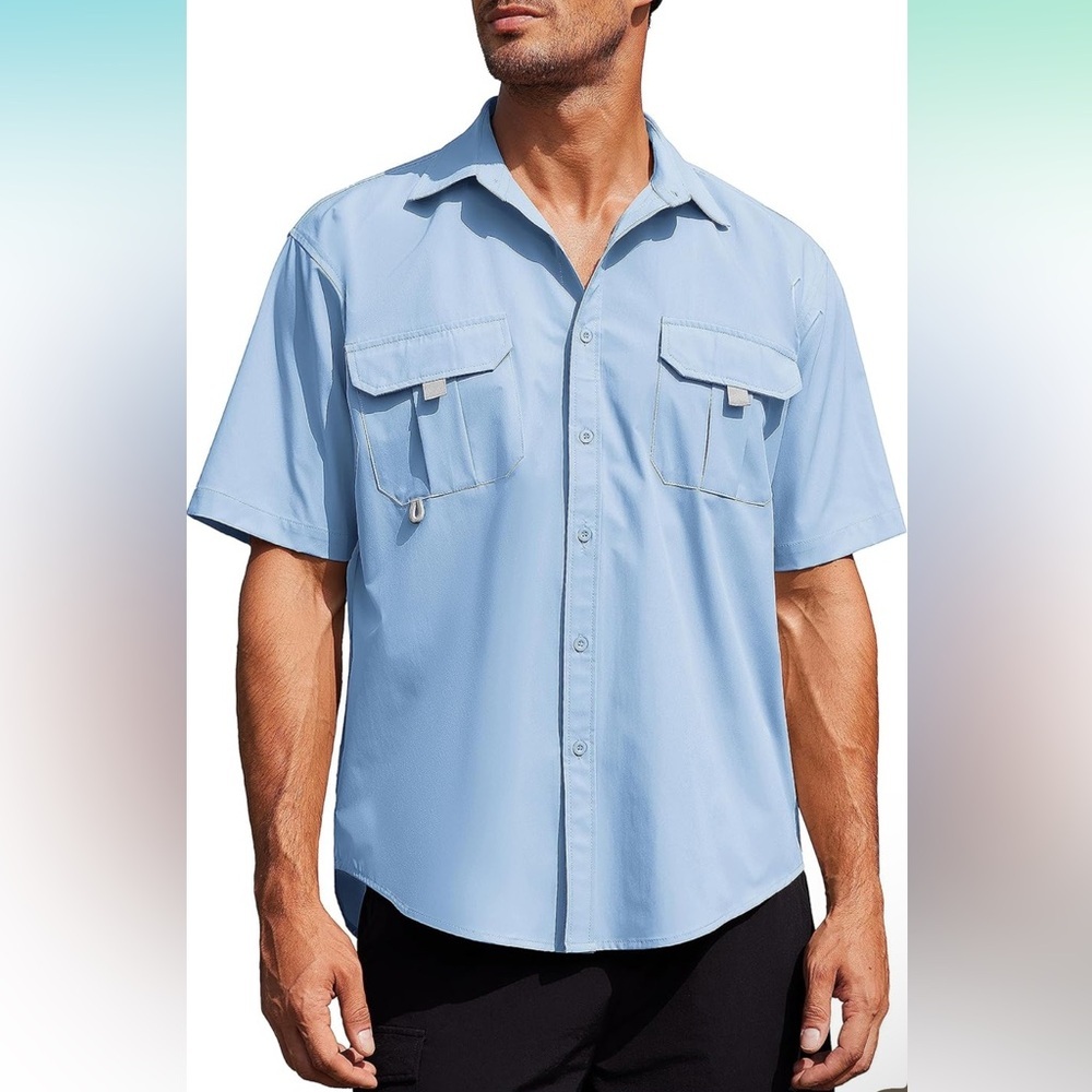 COOFANDY Men's Short Sleeve Hiking Fishing Sun‎ Protection Shirt!! NEW!! 🐟🎣